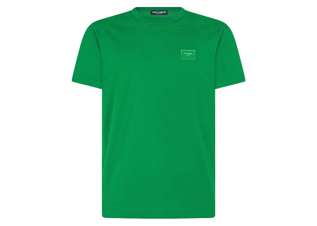 Pre-owned Dolce & Gabbana Cotton Logoed Plaque T-shirt Green
