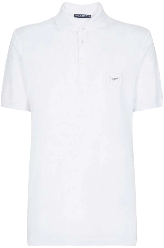 Dolce & Gabbana Cotton Pique Branded Plate Polo Shirt White - SS22 - US