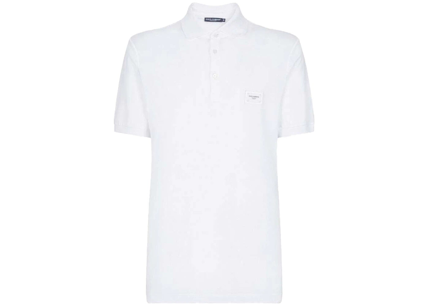 Dolce & Gabbana Cotton Pique Branded Plate Polo Shirt White Men's ...
