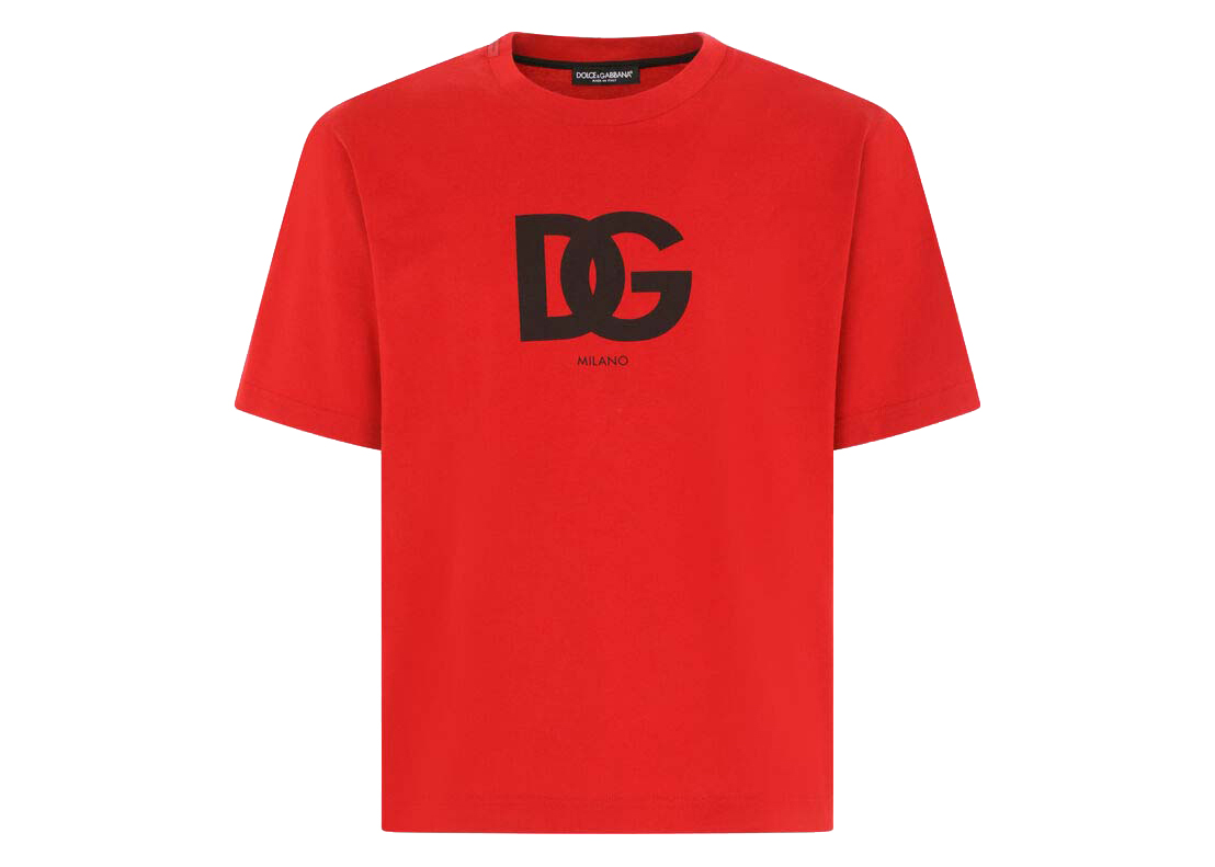 Dolce & Gabbana CottonDG Logo Print T-shirt Red Men's - SS22