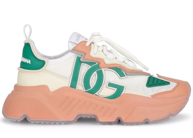 Pre-owned Dolce & Gabbana Daymaster (women's) Sneakers In White/salmon/teal In Multi