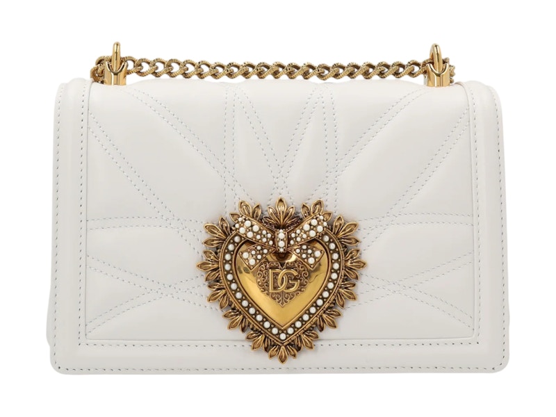 Dolce & Gabbana Devotion Logo Plaque Shoulder Bag White/Gold