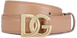 Dolce & Gabbana DG Logo Boucle Ceinture en cuir Beige