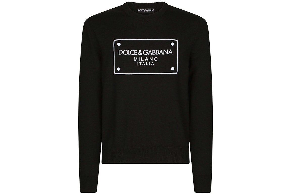 Pre-owned Dolce & Gabbana Intarsia Logo Wool Jumper Black