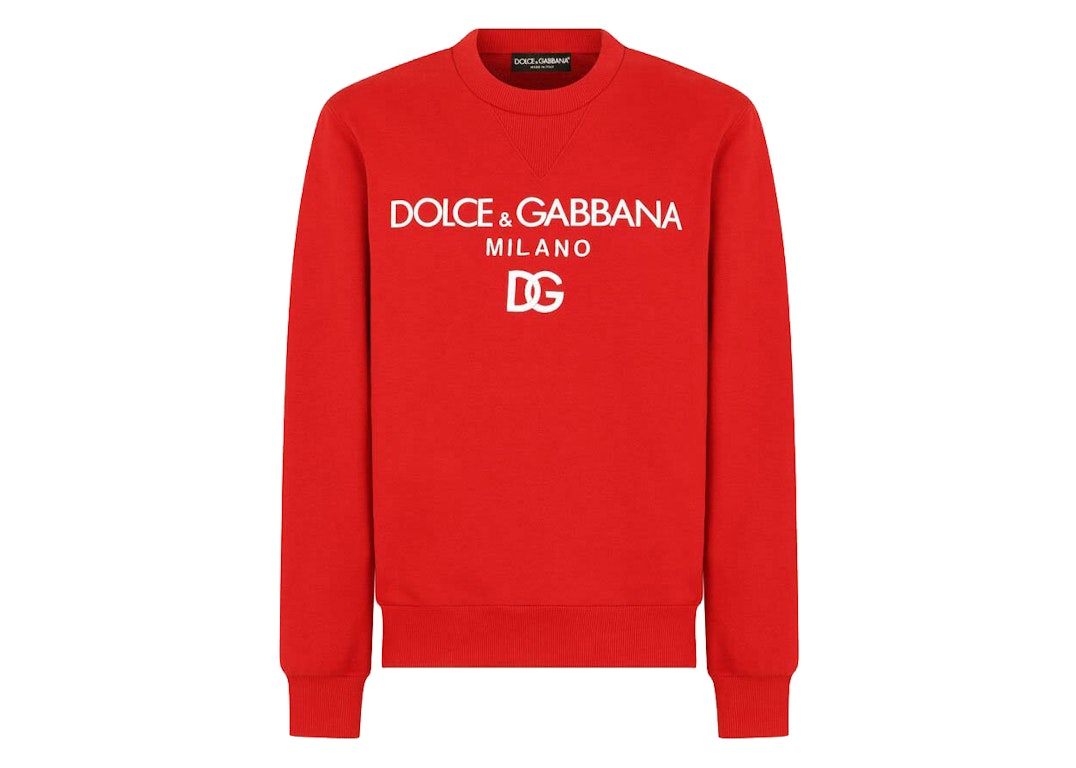 Pre-owned Dolce & Gabbana Jersey Dg Embroidery And Patch Sweatshirt Red