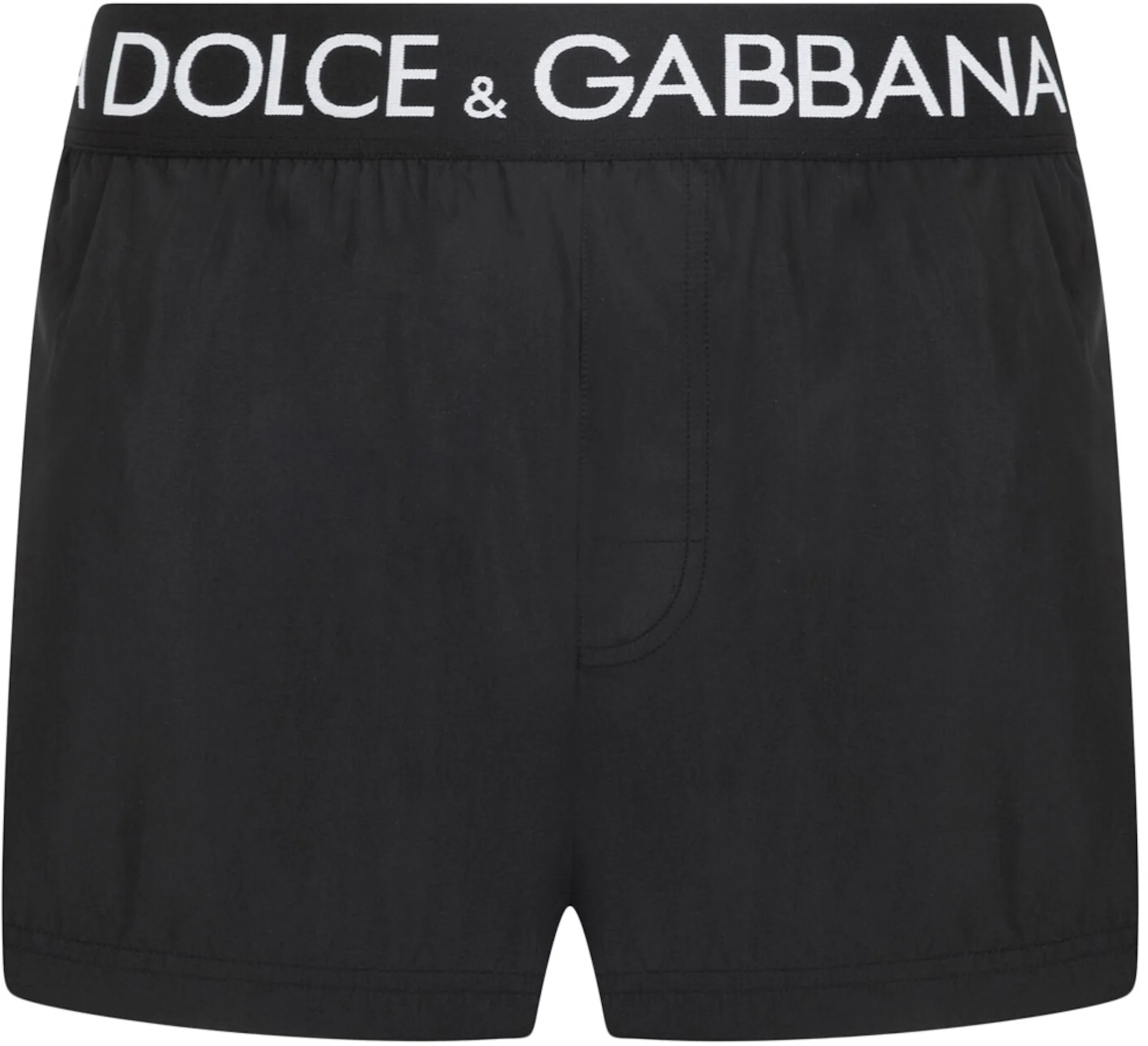 Dolce & Gabbana Logo Band Swim Shorts Black/White Men's - SS22 - US