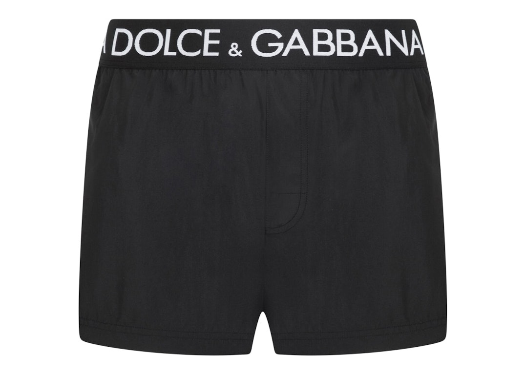 Pre-owned Dolce & Gabbana Logo Band Swim Shorts Black/white