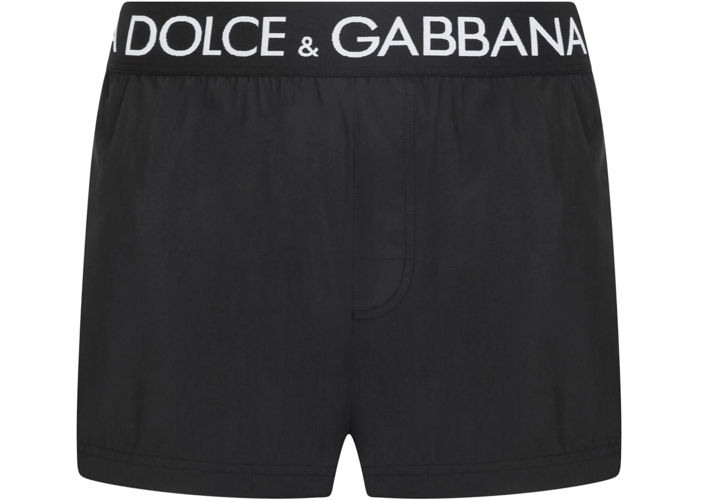 Dolce & Gabbana Logo Band Swim Shorts Black/White Men's - SS22 - US
