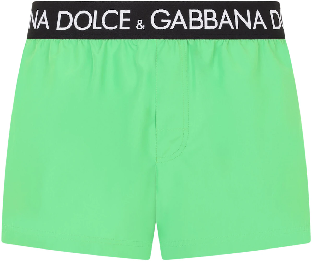 Dolce & Gabbana Logo Band Swim Shorts White/Black/White Men's