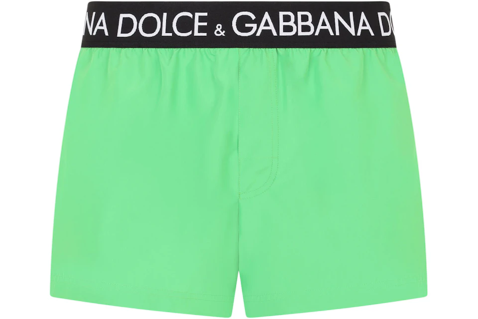 Dolce & Gabbana Logo Band Swim Shorts Green/Black/White