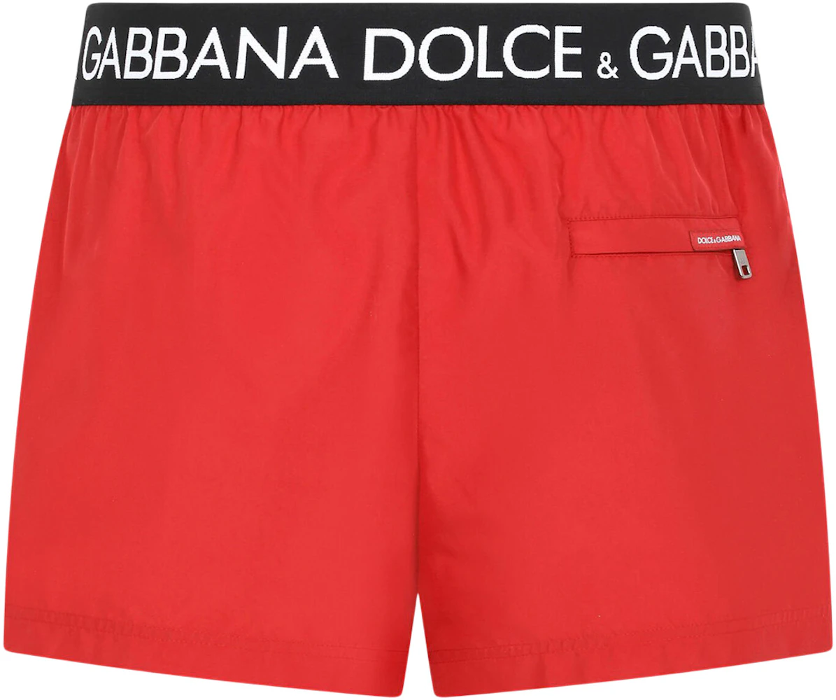 Dolce & Gabbana Logo Band Swim Shorts Red/Black/White Men's - SS22