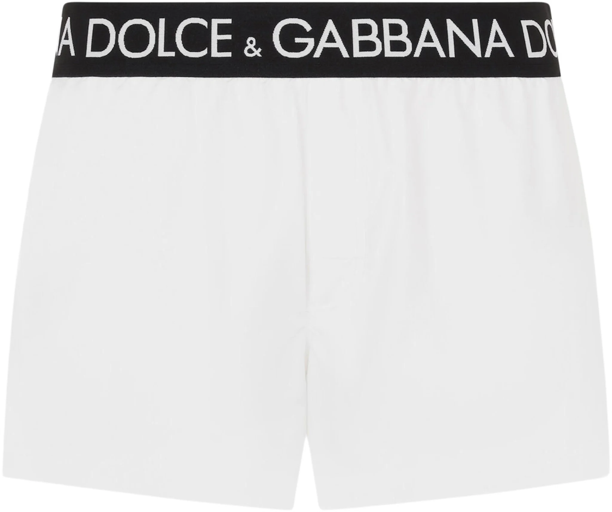 Dolce & Gabbana Logo Band Swim Shorts White/Black/White Men's - SS22 - US