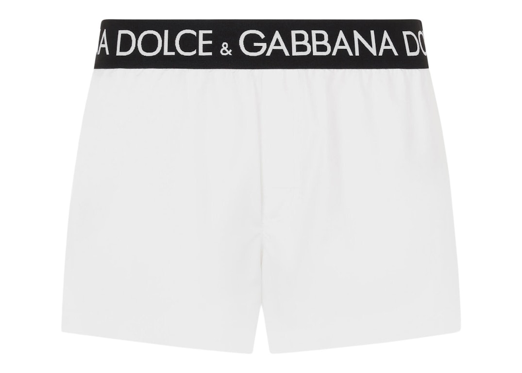 Pre-owned Dolce & Gabbana Logo Band Swim Shorts White/black/white