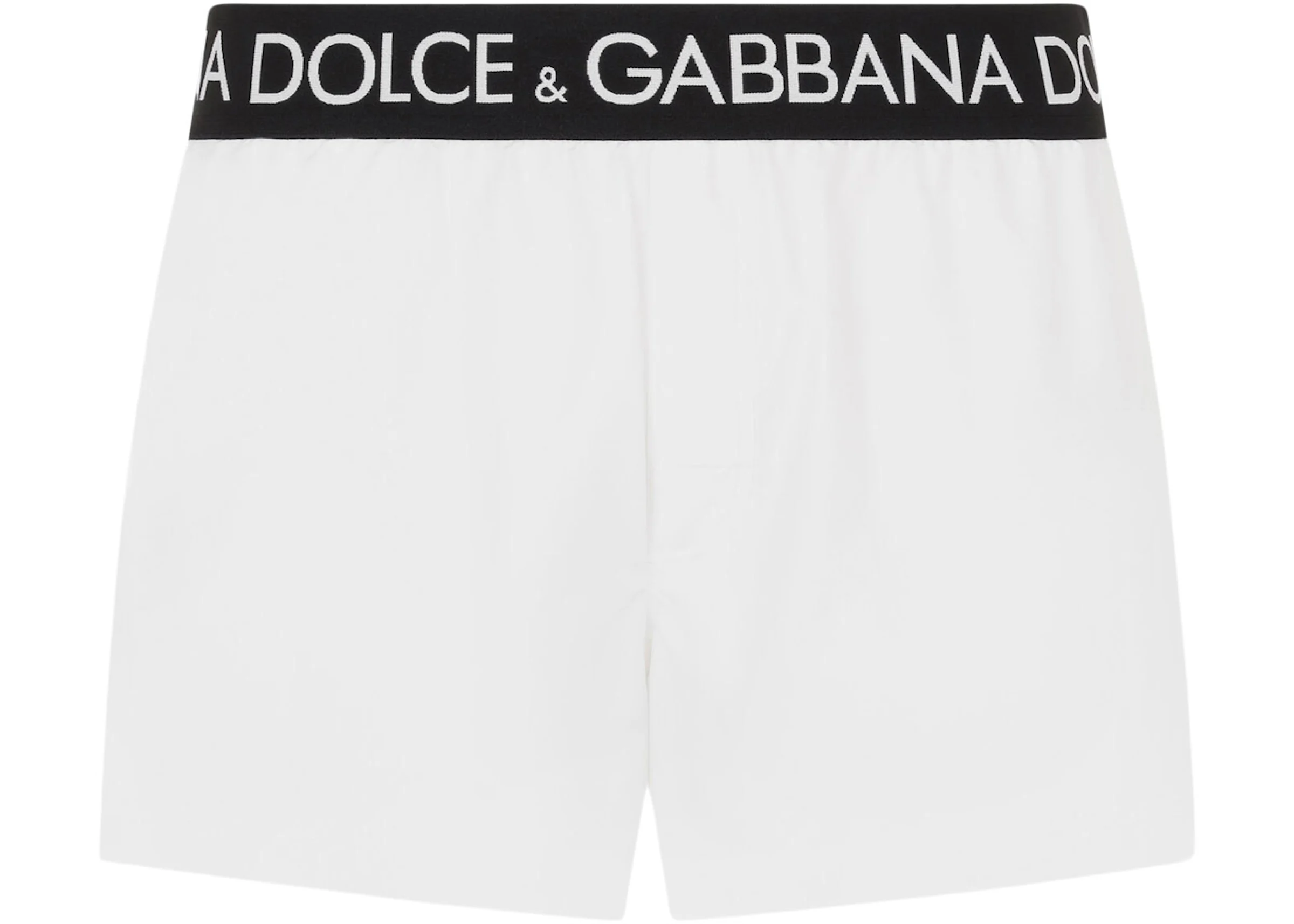 Dolce & Gabbana Logo Band Swim Shorts White/Black/White Men's