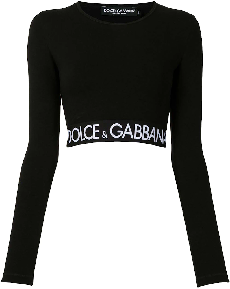 Dolce & Gabbana Logo Hem Cropped Top Black - SS22 - US