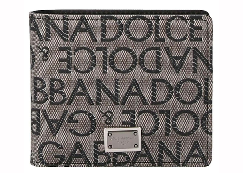 折りたたみ財布 Dolce & Gabbana Jacquard logo wallet (BP1321AJ705 8B969) Dolce & Gabbana Logo Jacquard Wallet Beige/Black in Cotton - US