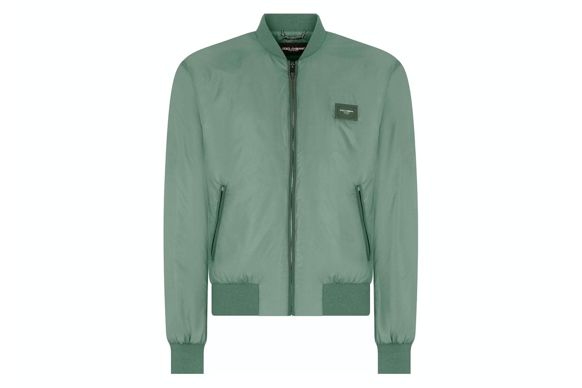 Pre-owned Dolce & Gabbana Logo Patch Bomber Jacket Green