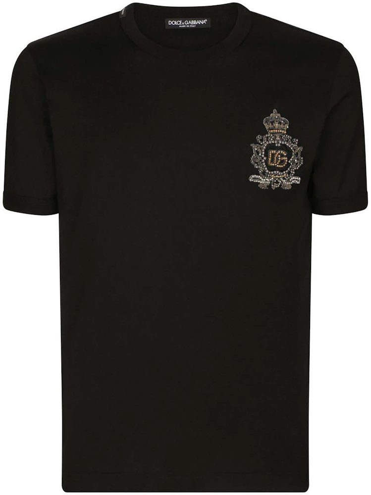 Dolce & Gabbana Logo-Patch Cotton T-Shirt Black Men's - US