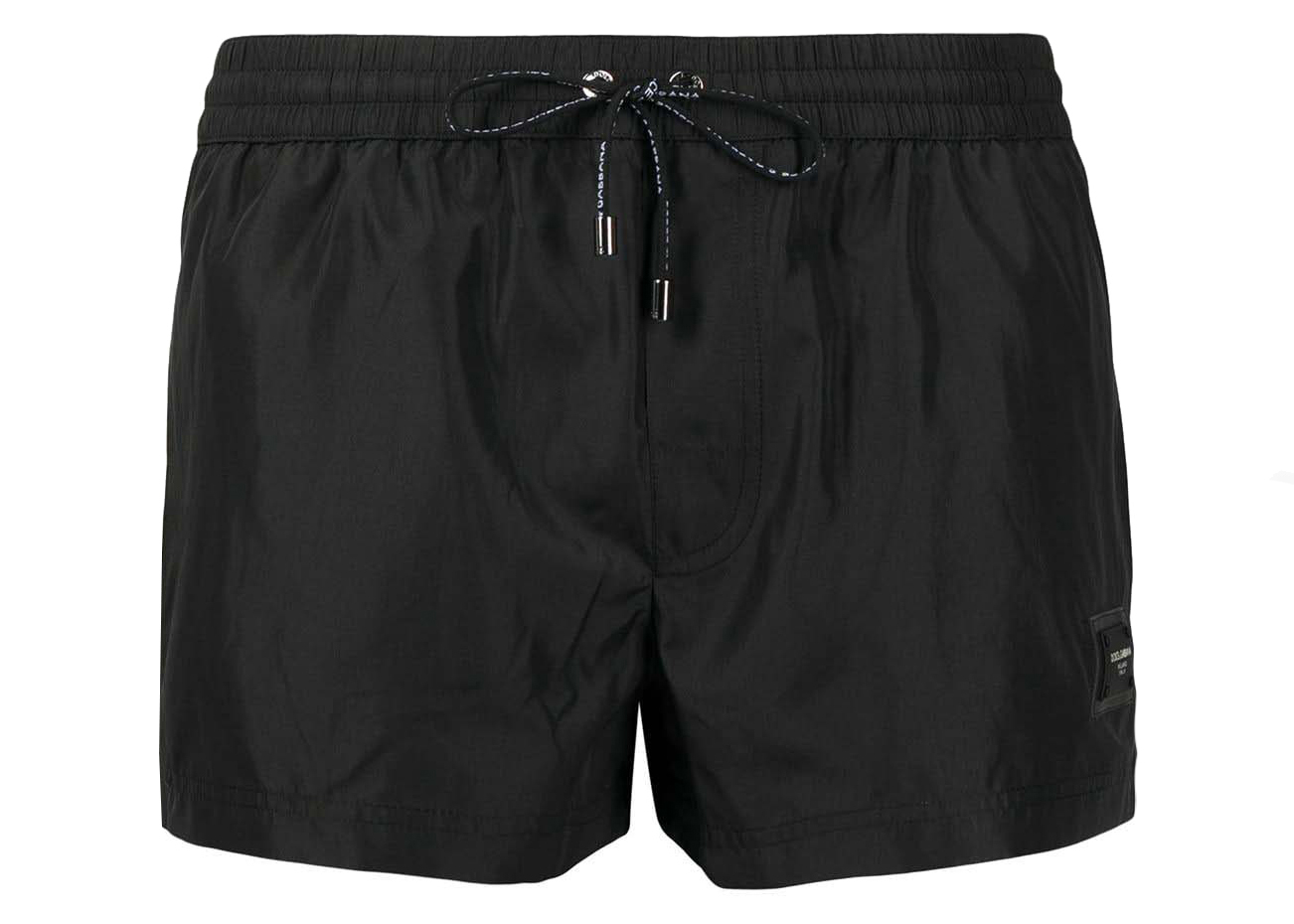 for Men Mens Clothing Beachwear Swim trunks and swim shorts Black Dolce & Gabbana Drawstring-waist Logo-patch Swimming Trunks in Navy 