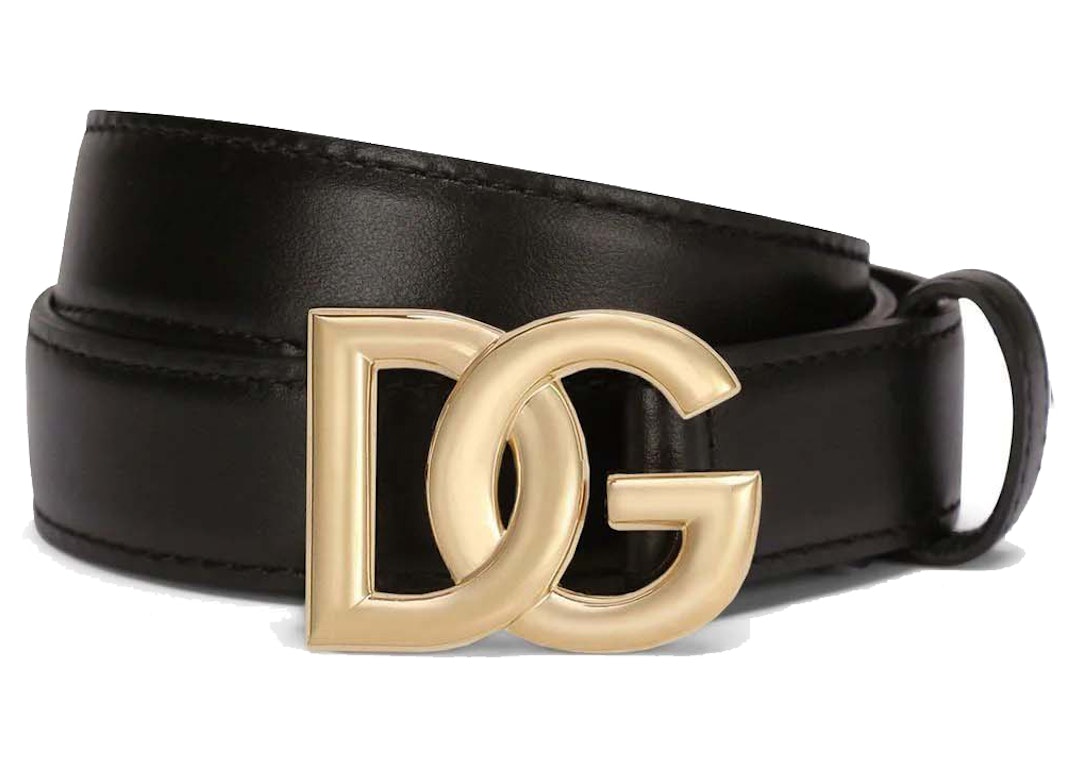 Pre-owned Dolce & Gabbana Logo Plaque Buckle Fastening Belt Black