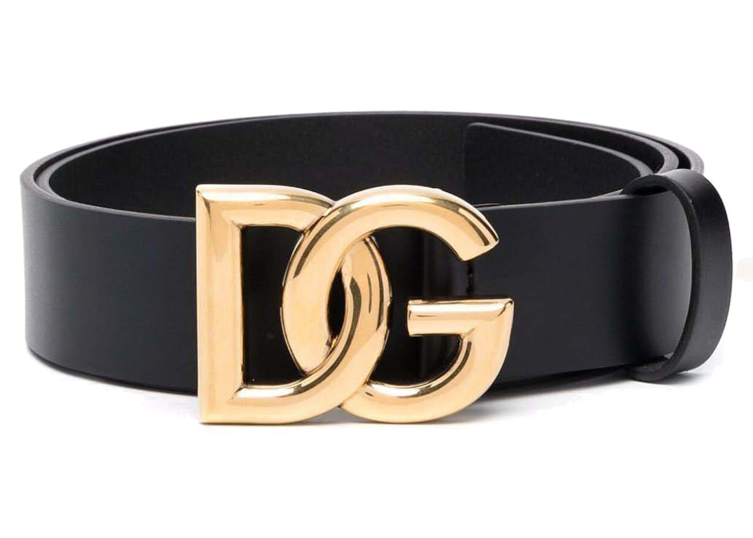 Pre-owned Dolce & Gabbana Logo Plaque Leather Belt Black