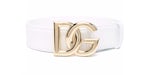 Dolce & Gabbana Logo Plaque Ceinture en cuir Blanc
