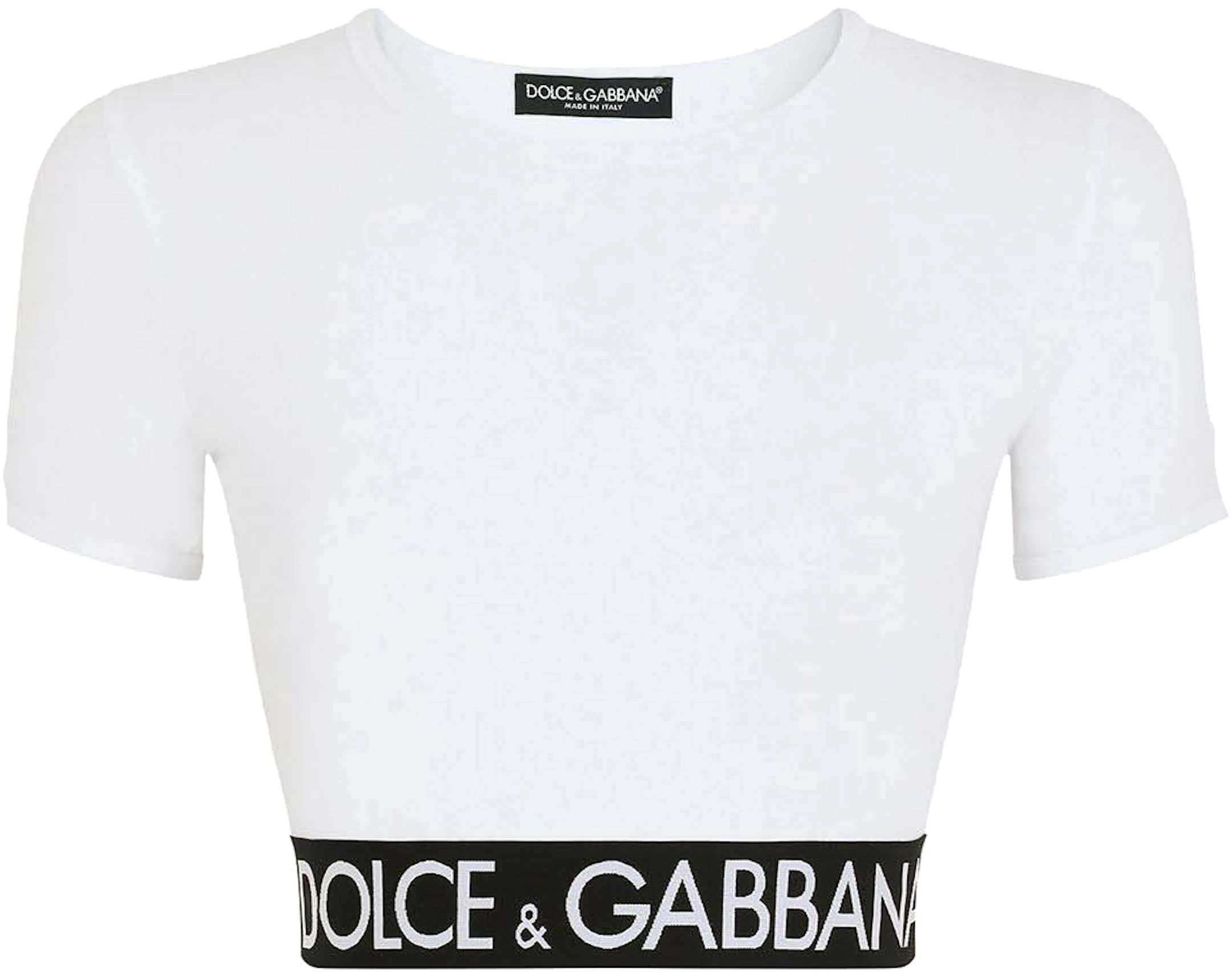 Dolce & Gabbana Logo Waistband Cropped Top White - SS22 - US