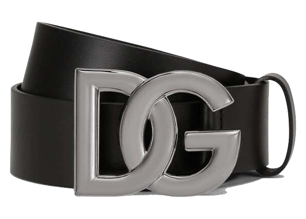Dolce & Gabbana Lux Leather Crossover DG Logo Buckle Belt Black