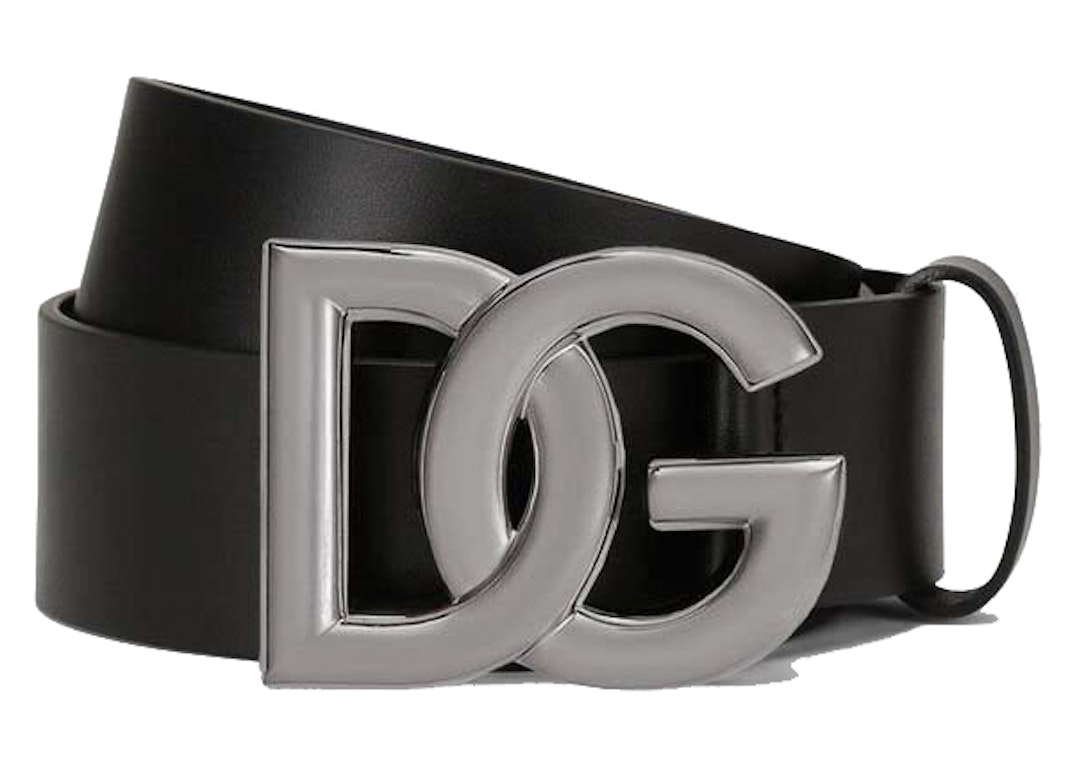 Pre-owned Dolce & Gabbana Lux Leather Crossover Dg Logo Buckle Belt Black