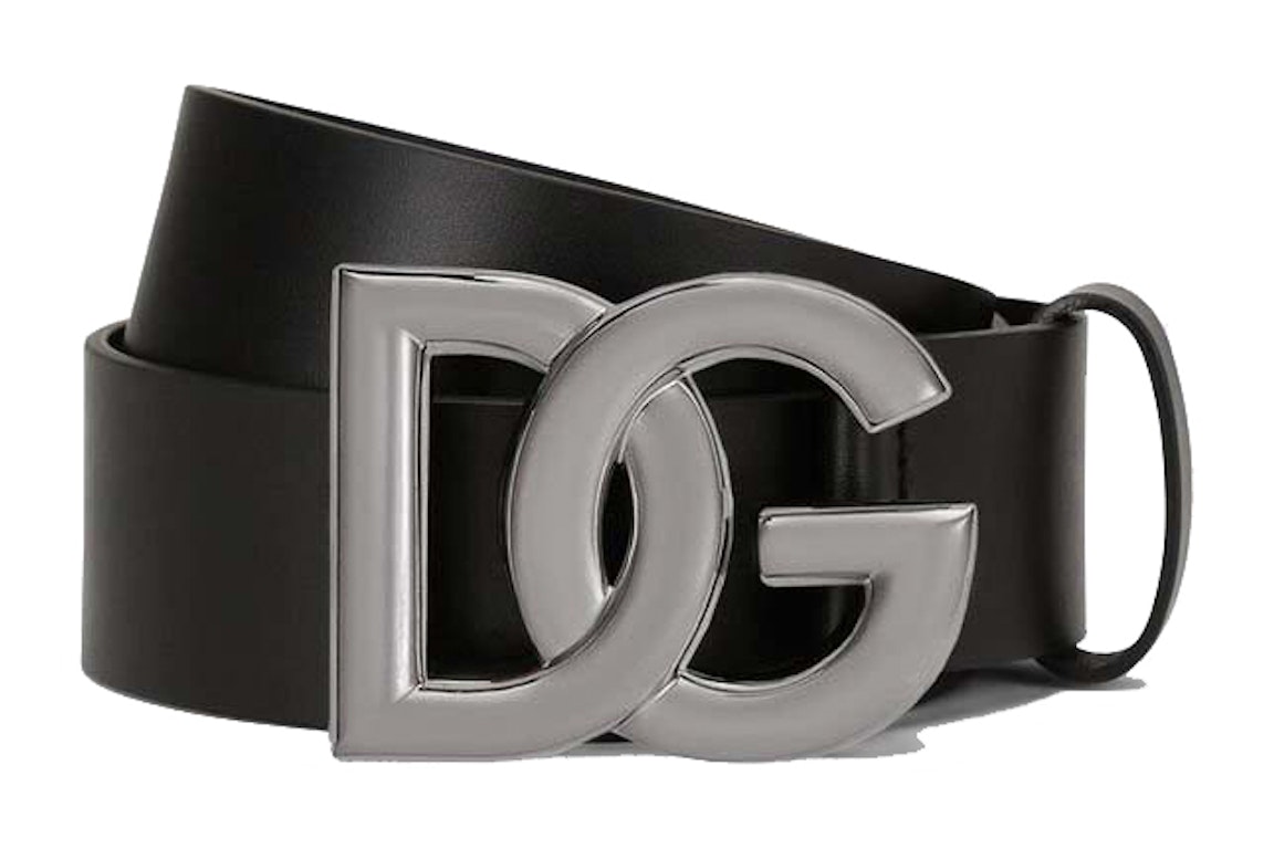 Pre-owned Dolce & Gabbana Lux Leather Crossover Dg Logo Buckle Belt Black