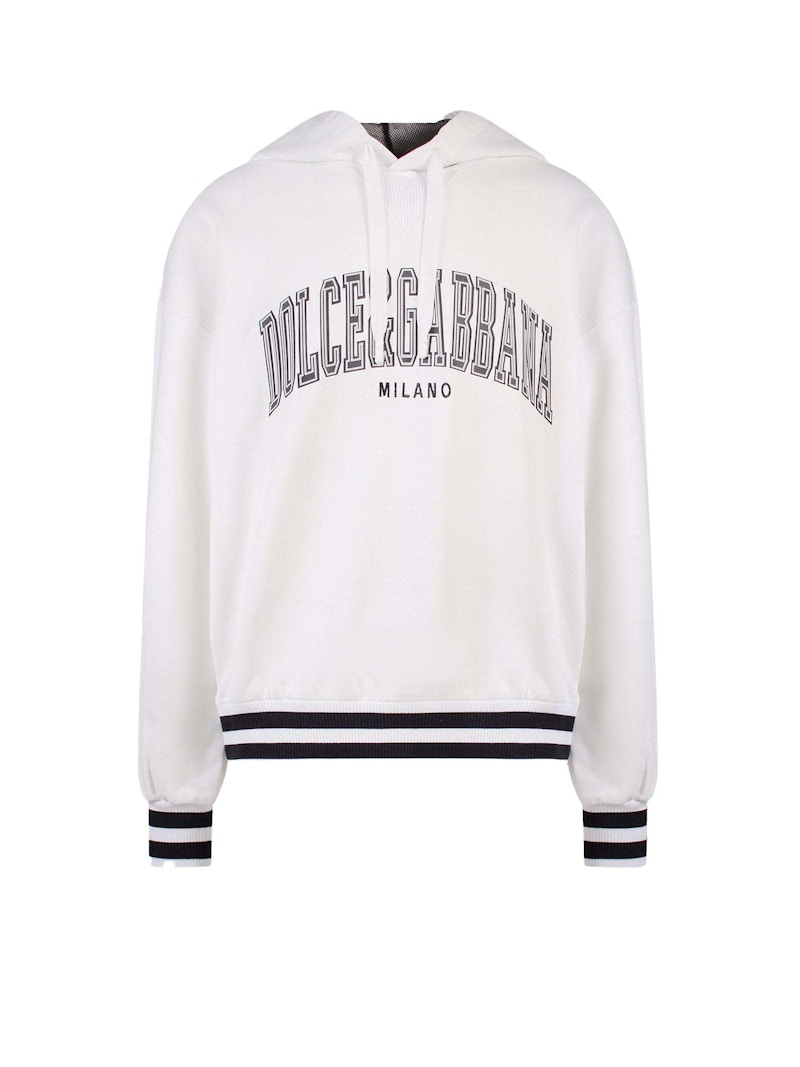 Dolce Gabbana Man Cotton Maxi Logo Patch Sweatshirt White