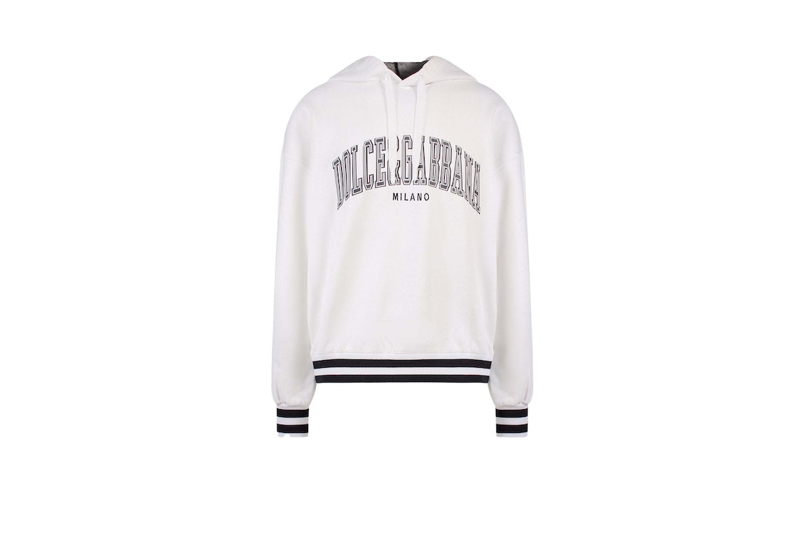 Pre-owned Dolce & Gabbana Man Cotton Maxi Logo Patch Sweatshirt White