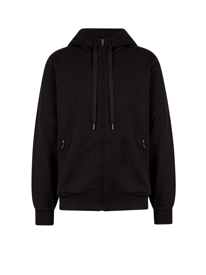 Pre-owned Dolce & Gabbana Men's Man Cotton Stretch Frontal Logo Patch Sweatshirt In Black