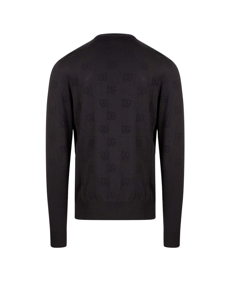 Dolce & Gabbana Man Silk All-Over Logo Sweater Black