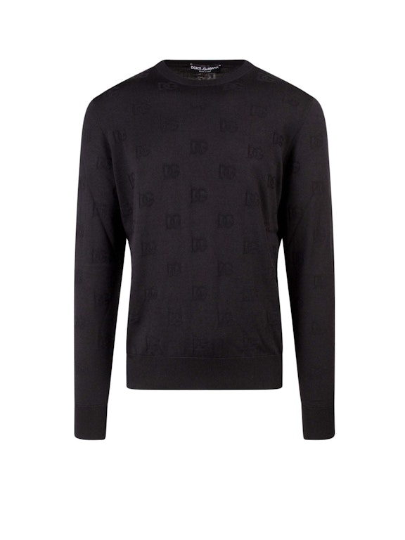 Pre-owned Dolce & Gabbana Man Silk All-over Logo Sweater Black