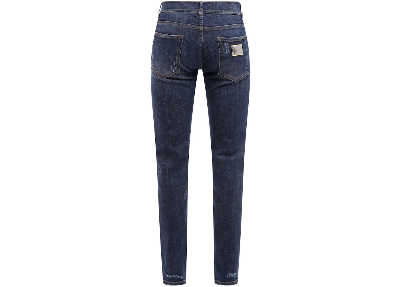 Dolce & Gabbana Man Stretch Cotton Back Logo Patch Jeans Blue Men's - US