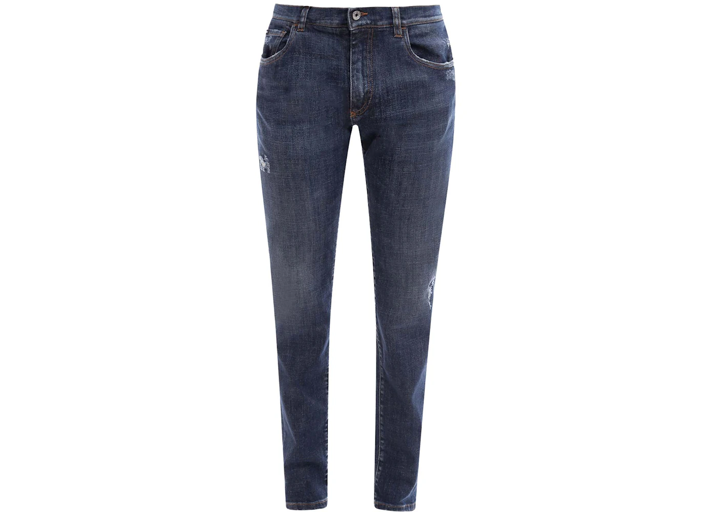 Dolce & Gabbana Man Stretch Cotton Back Logo Patch Jeans Blue Men's - US