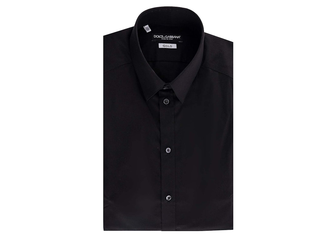 Pre-owned Dolce & Gabbana Man Stretch Cotton Shirt Black