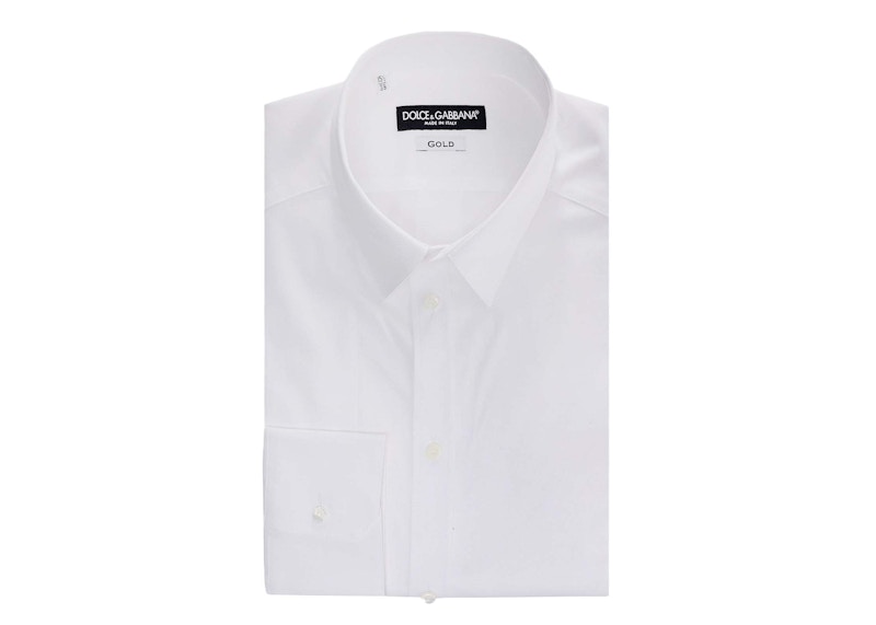 Pre-owned Dolce & Gabbana Men's Man Stretch Cotton Shirt In White