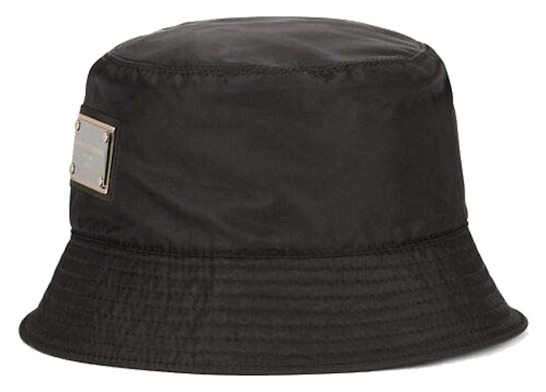 Pre-owned Dolce & Gabbana Nylon Branded Plate Bucket Hat Black