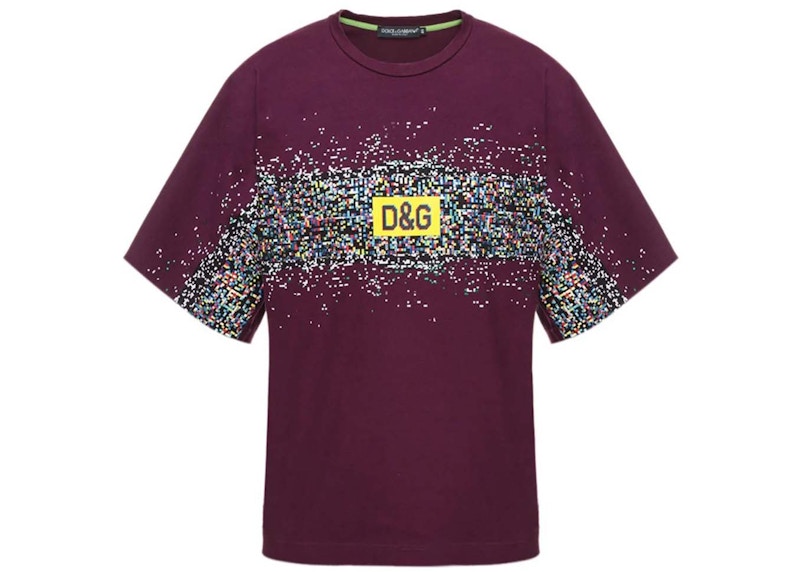 Pre-owned Dolce & Gabbana Men's  Pixel D&g Logo T-shirt In Purple