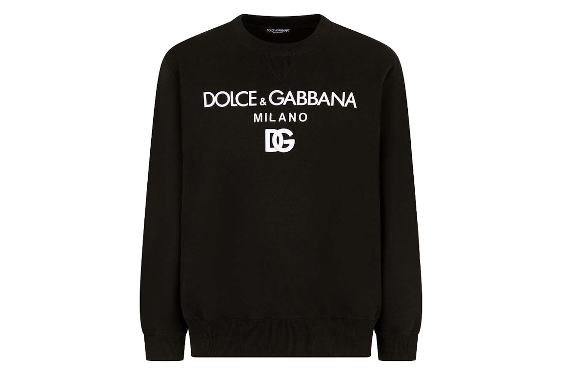 Pre-owned Dolce & Gabbana Printed Jersey Dg Embroidery Sweatshirt Black