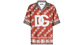 Dolce & Gabbana Silk All Over DG Hawaiian Print Shirt Red Multicolor