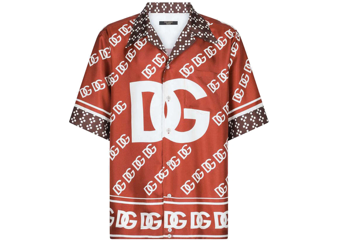 Dolce & Gabbana Silk All Over DG Hawaiian Print Shirt Red Multicolor - SS22  - US