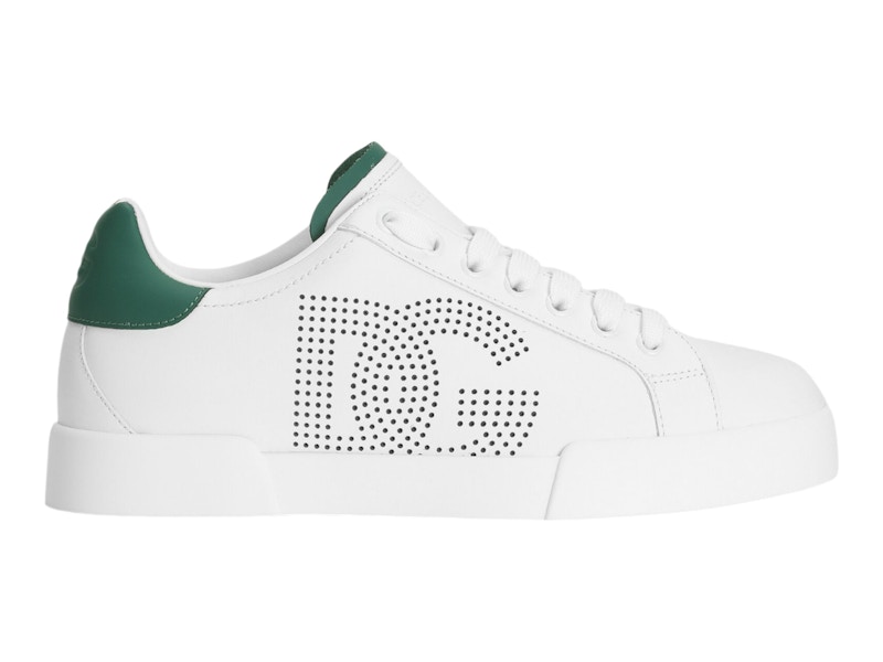 Pre-owned Dolce & Gabbana Men's Sneaker Portofino Green Sneakers In White