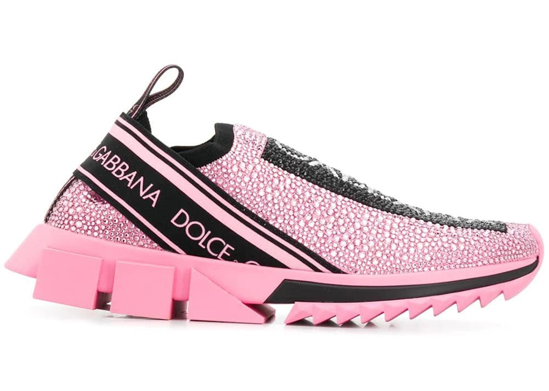 Pre-owned Dolce & Gabbana Sorrento Slip On Pink Crystal (women's) In Pink/black