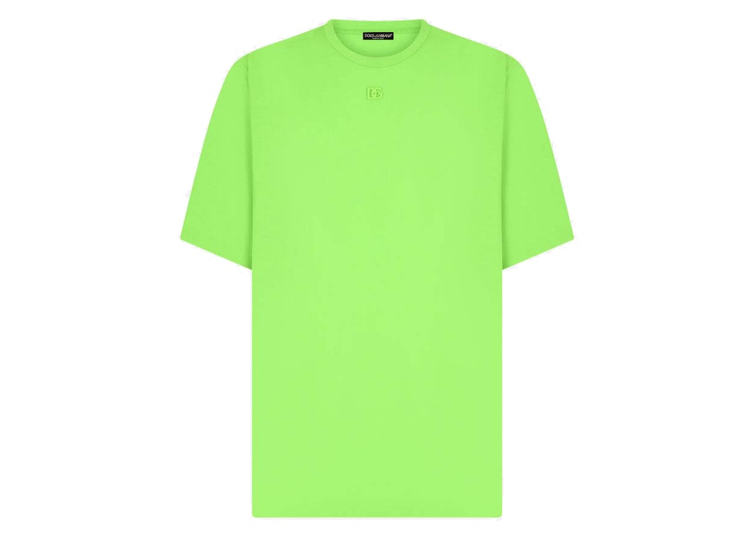 Pre-owned Dolce & Gabbana Technical Jersey Metallic Dg Logo T-shirt Green