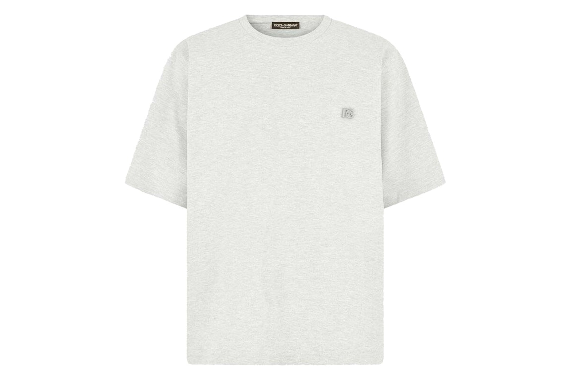 Pre-owned Dolce & Gabbana Technical Jersey Metallic Dg Logo T-shirt Grey