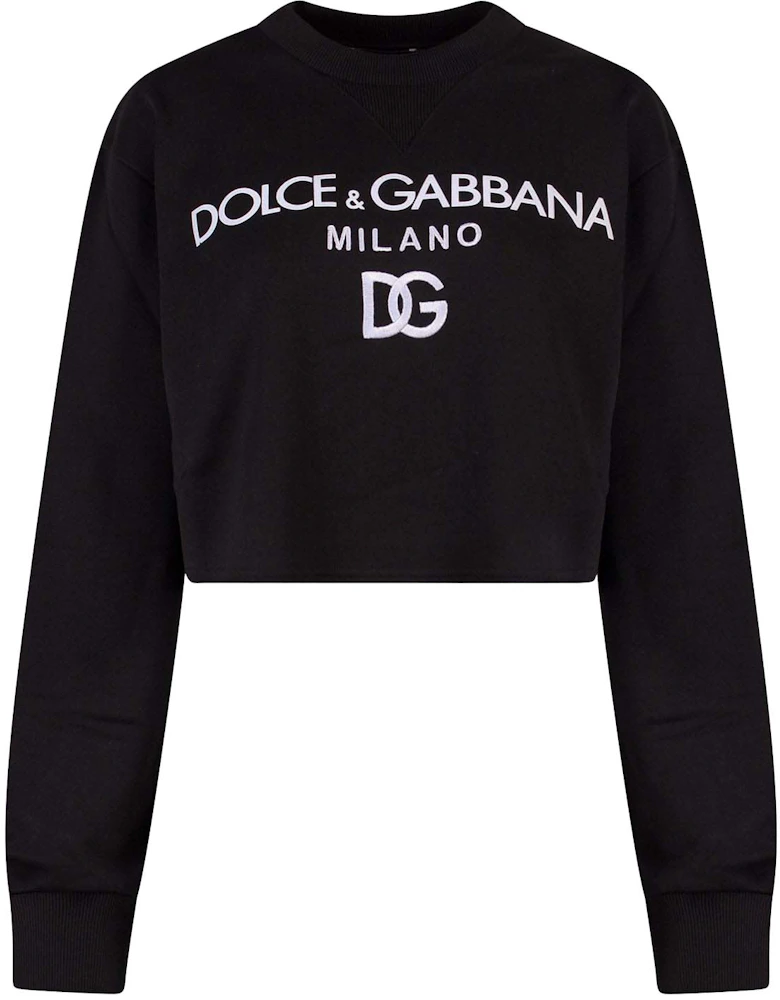 Dolce & Gabbana Woman Cotton Frontal Logo Sweatshirt Black - US