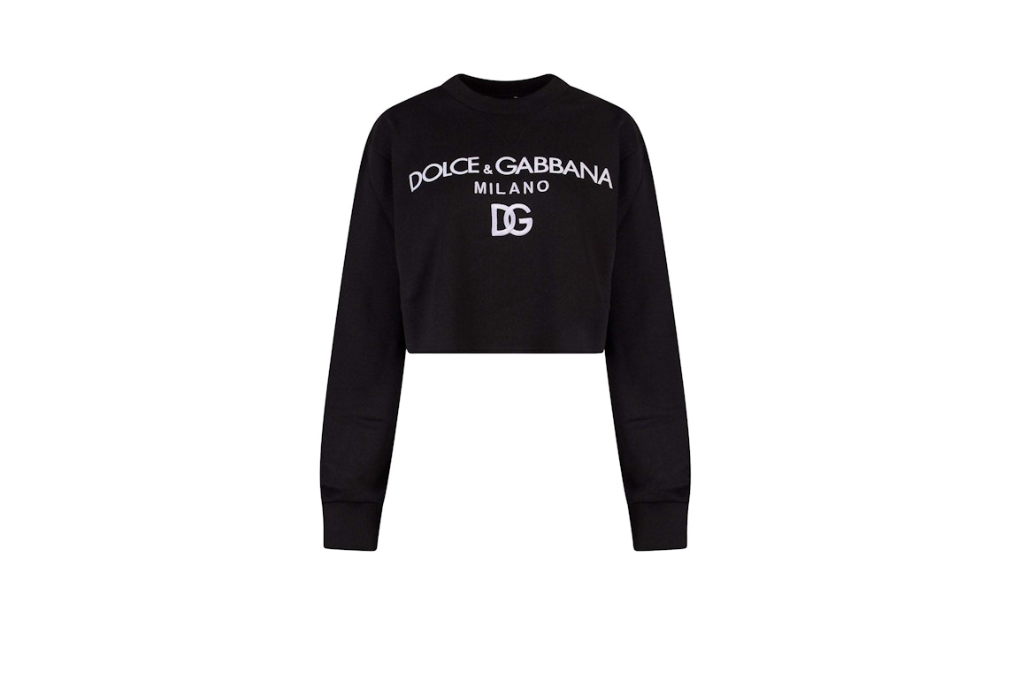 Pre-owned Dolce & Gabbana Woman Cotton Frontal Logo Sweatshirt Black